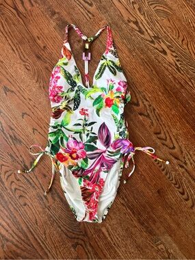 Trina Turk One Piece Swimsuit with side ties Size 6